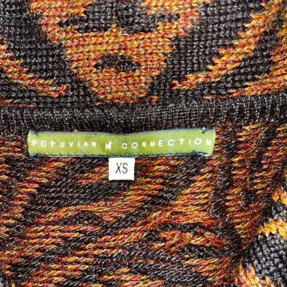 PERUVIAN CONNECTION 100% Alpaca Cardigan Jacket - Fall Colors - EUC - Size XS - Picture 8 of 9